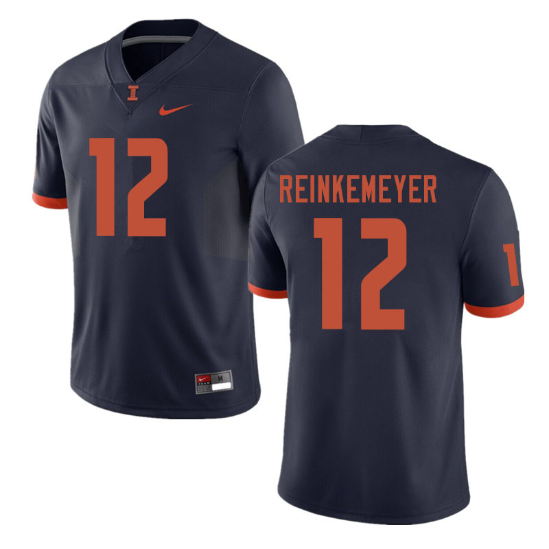 Men #12 Charlie Reinkemeyer Illinois Fighting Illini College Football Jerseys Sale-Navy